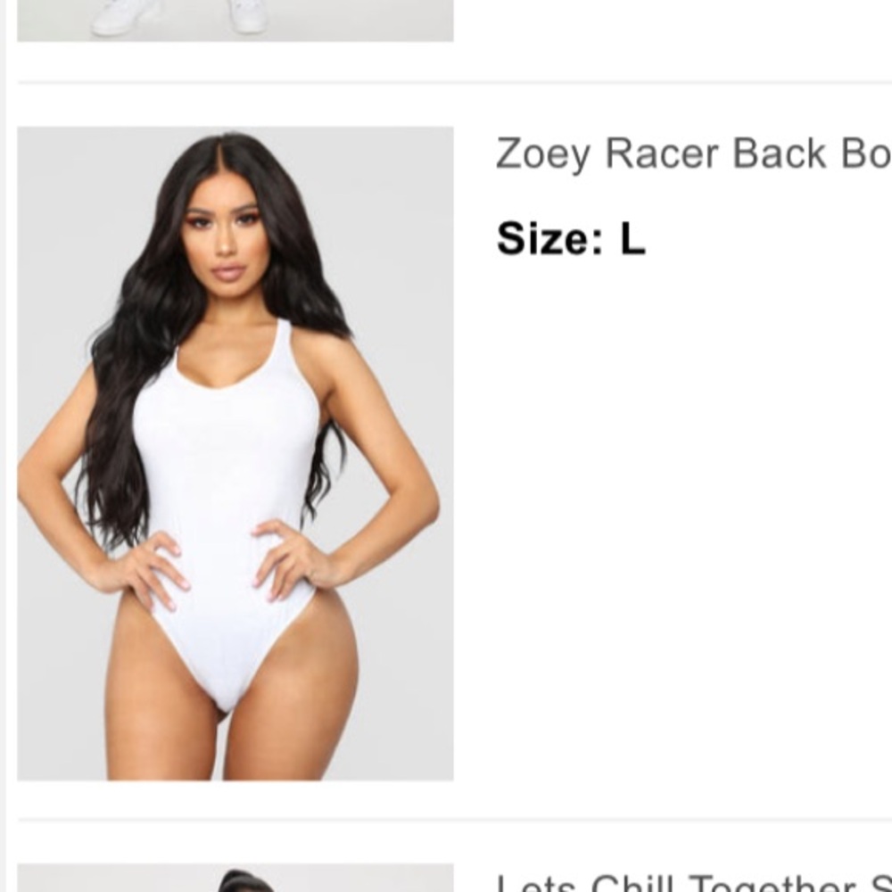 Fashion Nova White Racer Back Bodysuit